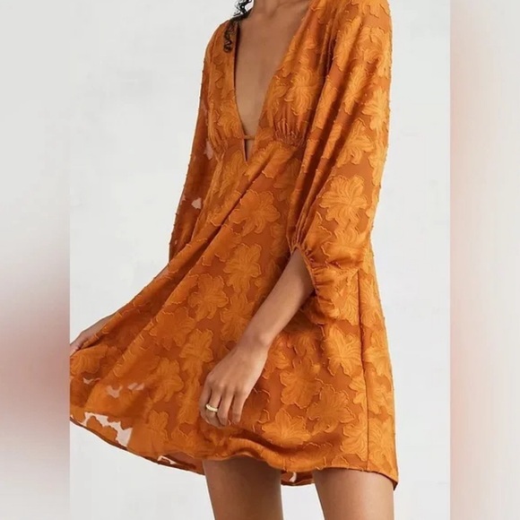 Anthropologie Dresses & Skirts - Elegant Orange Floral Dress